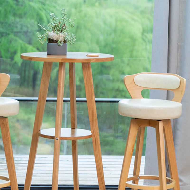 Contemporary Style Round Solid Wood Bar Dining Table for Home Use