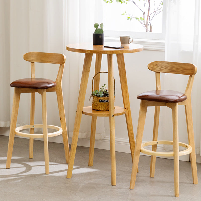 Contemporary Style Round Solid Wood Bar Dining Table for Home Use