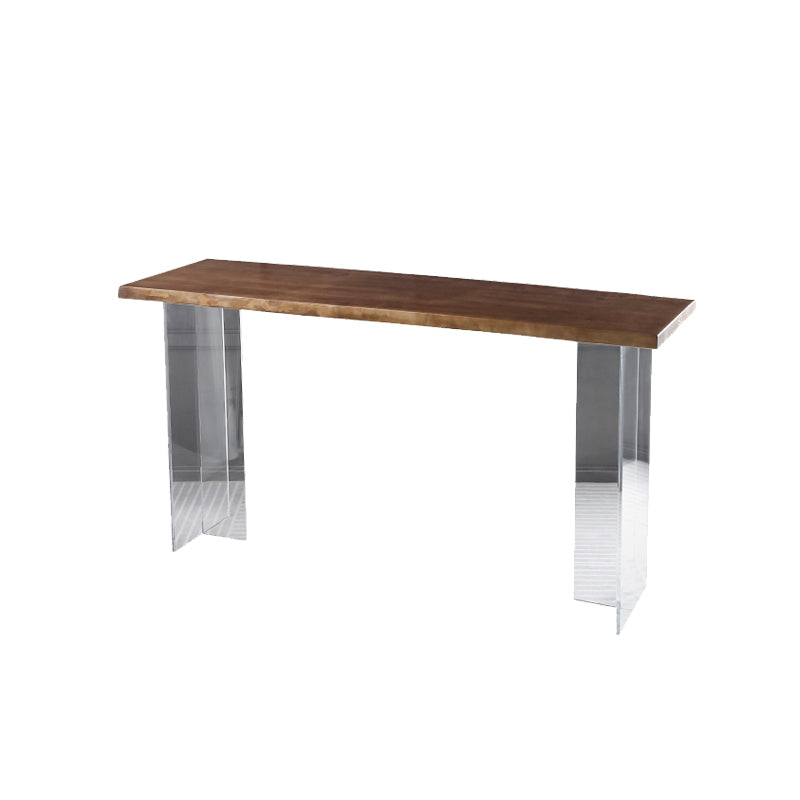 Contemporary Style Solid Wood Top Dining Table with Acrylic Base