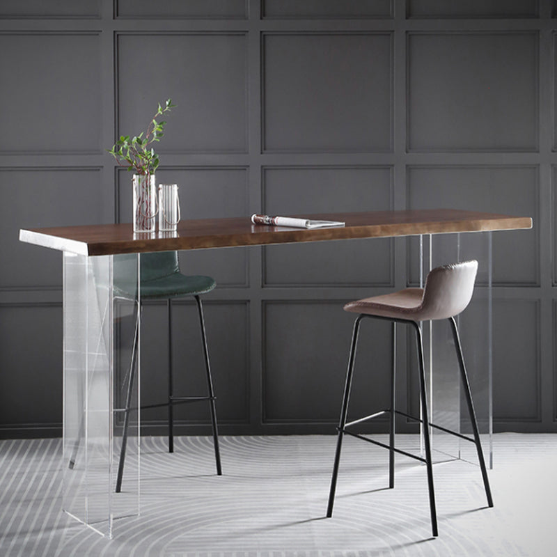 Contemporary Style Solid Wood Top Dining Table with Acrylic Base