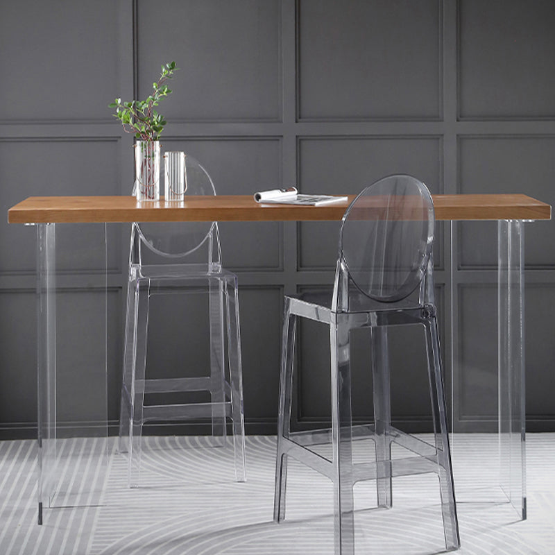 Contemporary Style Solid Wood Top Dining Table with Acrylic Base