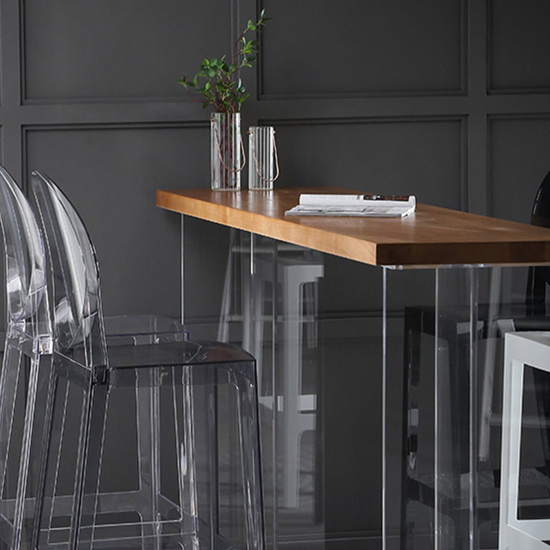 Contemporary Style Solid Wood Top Dining Table with Acrylic Base