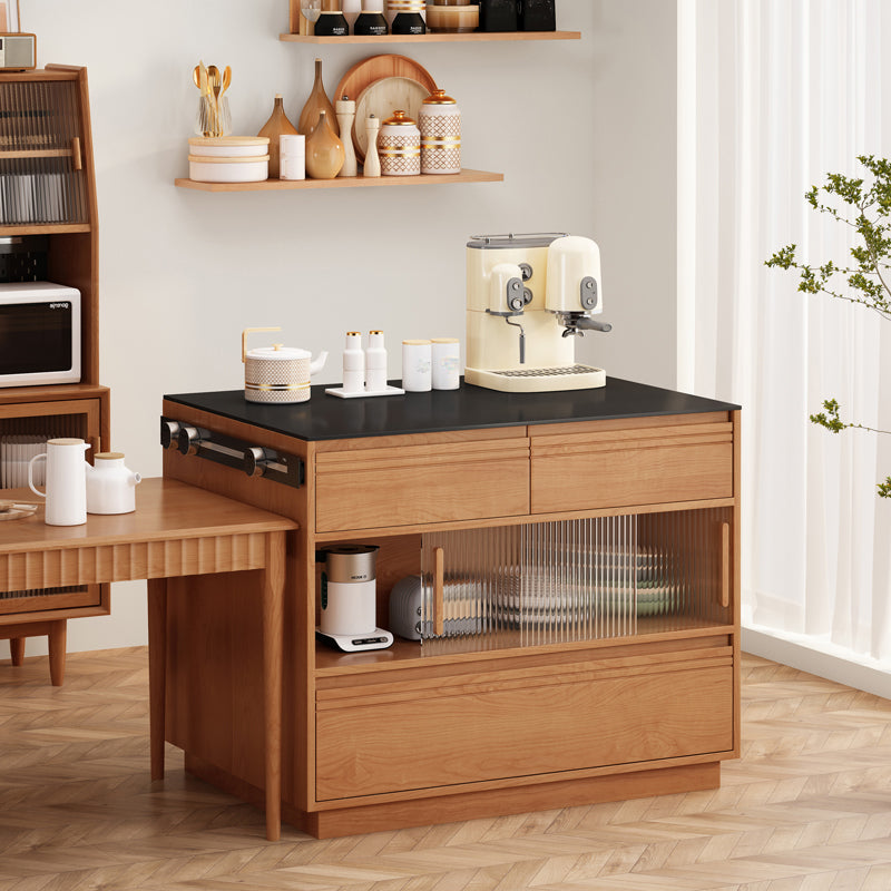 Modern Pine Wood Rectangle Kitchen Island Table for Dining Room