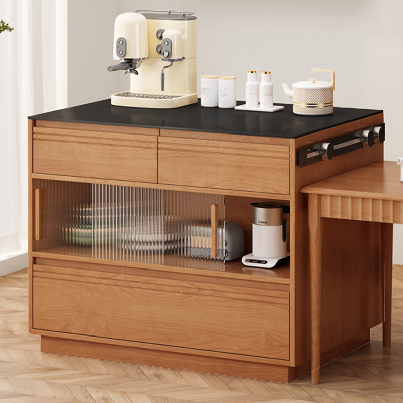 Modern Pine Wood Rectangle Kitchen Island Table for Dining Room