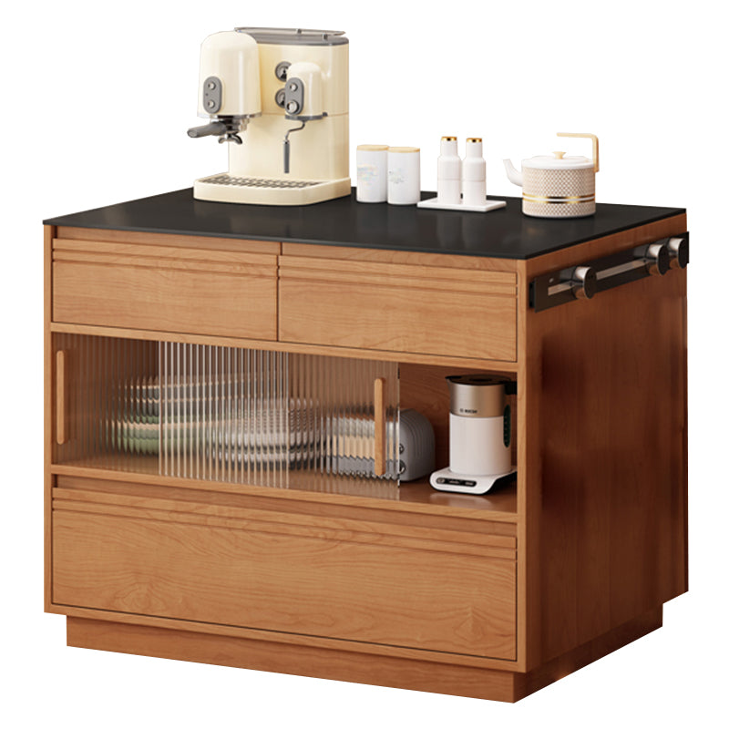Modern Pine Wood Rectangle Kitchen Island Table for Dining Room