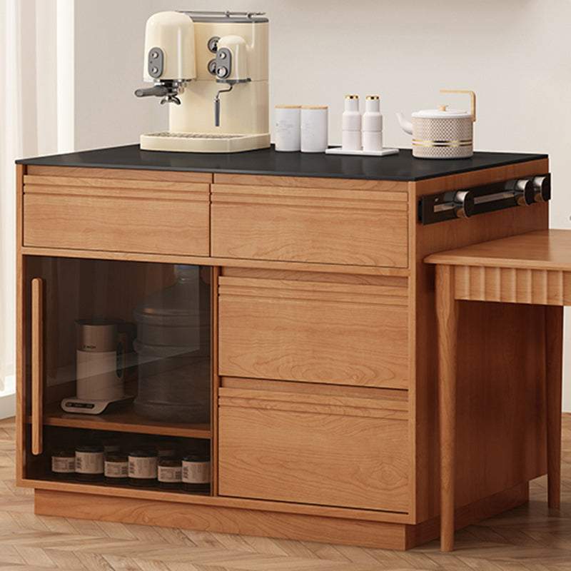 Modern Pine Wood Rectangle Kitchen Island Table for Dining Room