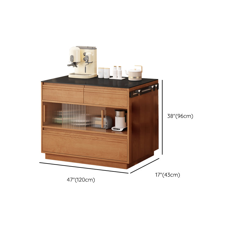 Modern Pine Wood Rectangle Kitchen Island Table for Dining Room