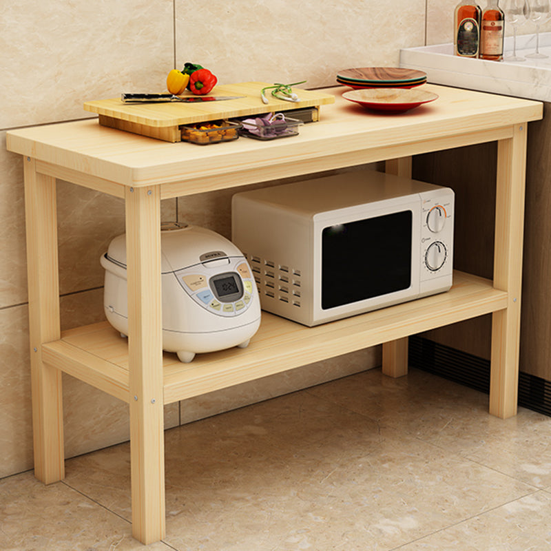 Modern Natural Finish Pine Wood Kitchen Island Table for Home