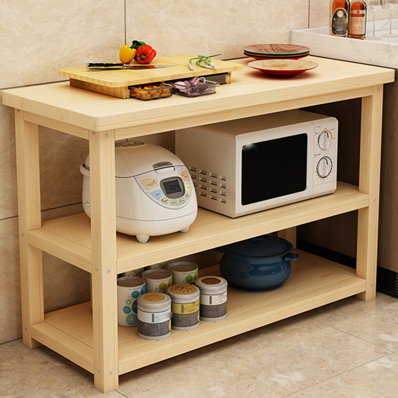Modern Natural Finish Pine Wood Kitchen Island Table for Home