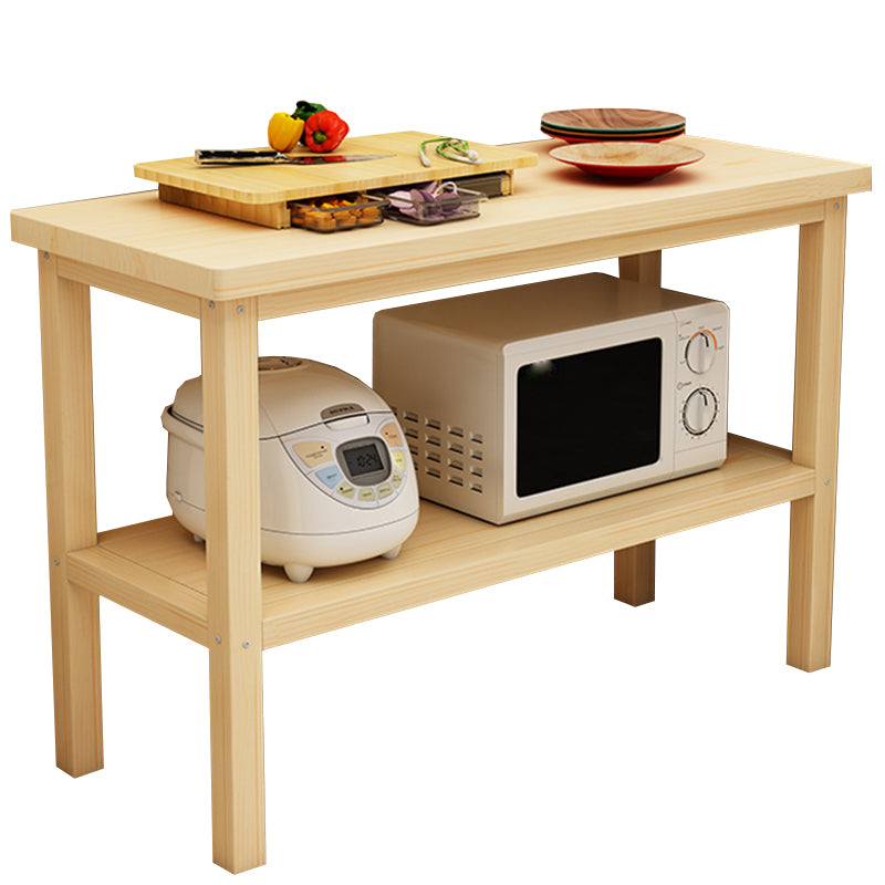 Modern Natural Finish Pine Wood Kitchen Island Table for Home