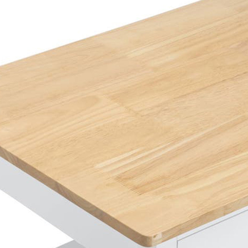 Matte Finish Wooden Kitchen Cart with Open Storage and Wheels