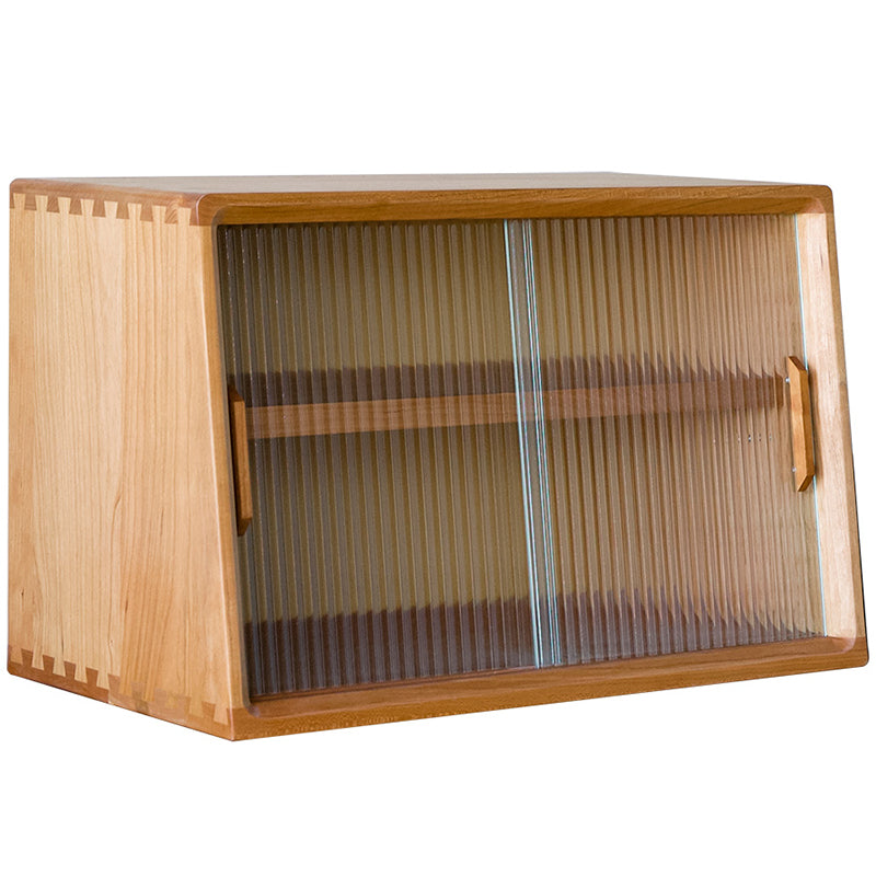 Contemporary Style Solid Wood Storage Sideboard Cabinet with Glass Doors