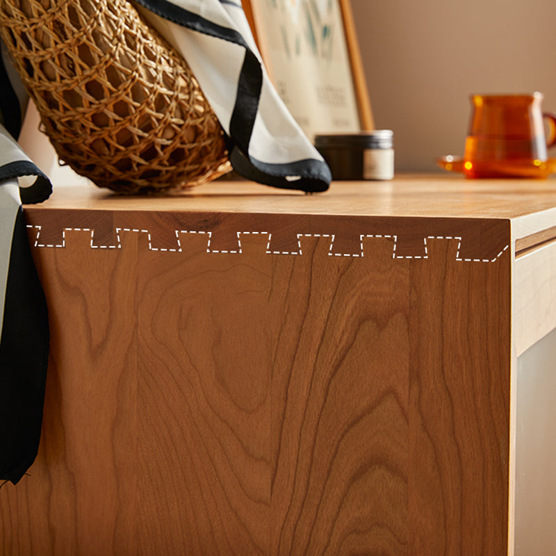 Nordic Style Cherry Wood Storage Sideboard Cabinet with Glass Doors