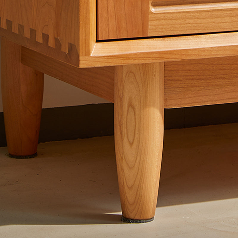 Nordic Style Cherry Wood Storage Sideboard Cabinet with Glass Doors