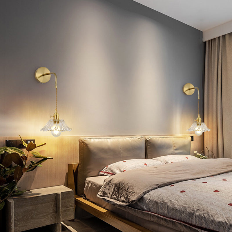 Nordic Style Wall Light Geometry Shape Wall Lamp with Glass Shade for Bedroom