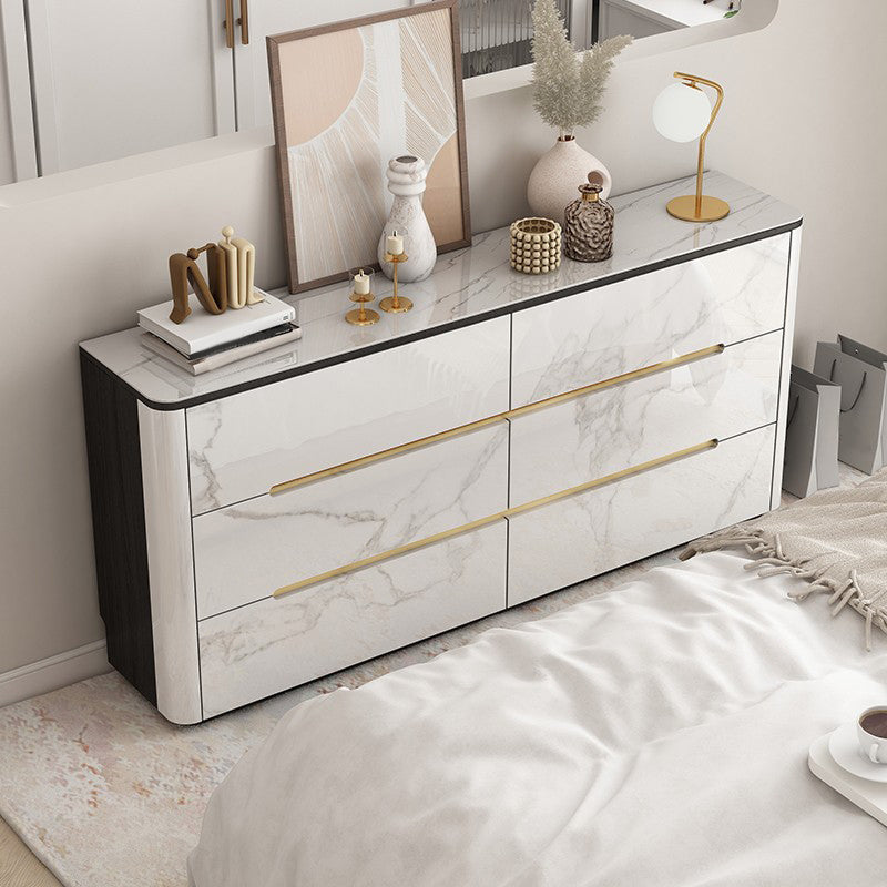 Stone Storage Chest Dresser Horizontal Storage Chest with 6 Drawers