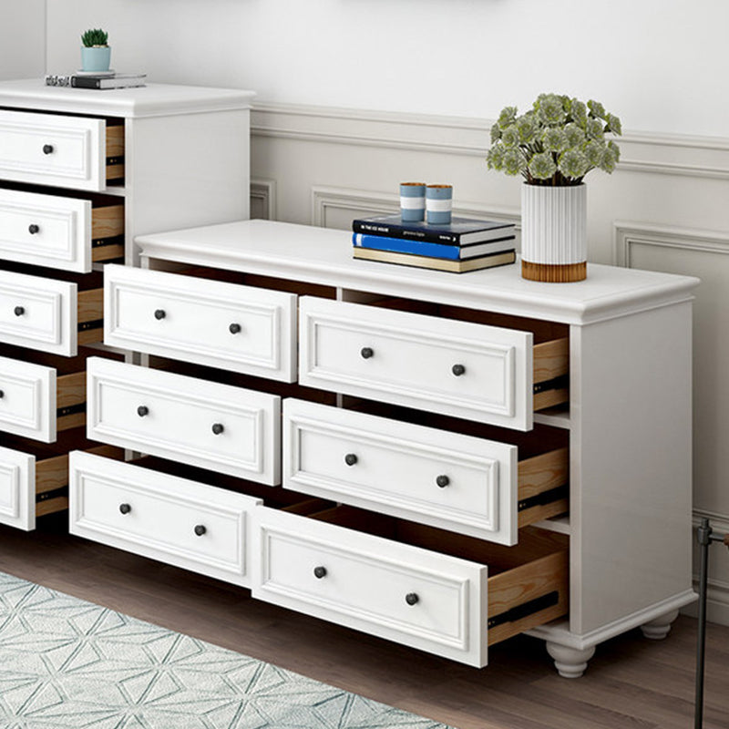 Modern Wood White Storage Chest with Soft-Close Drawers for Home