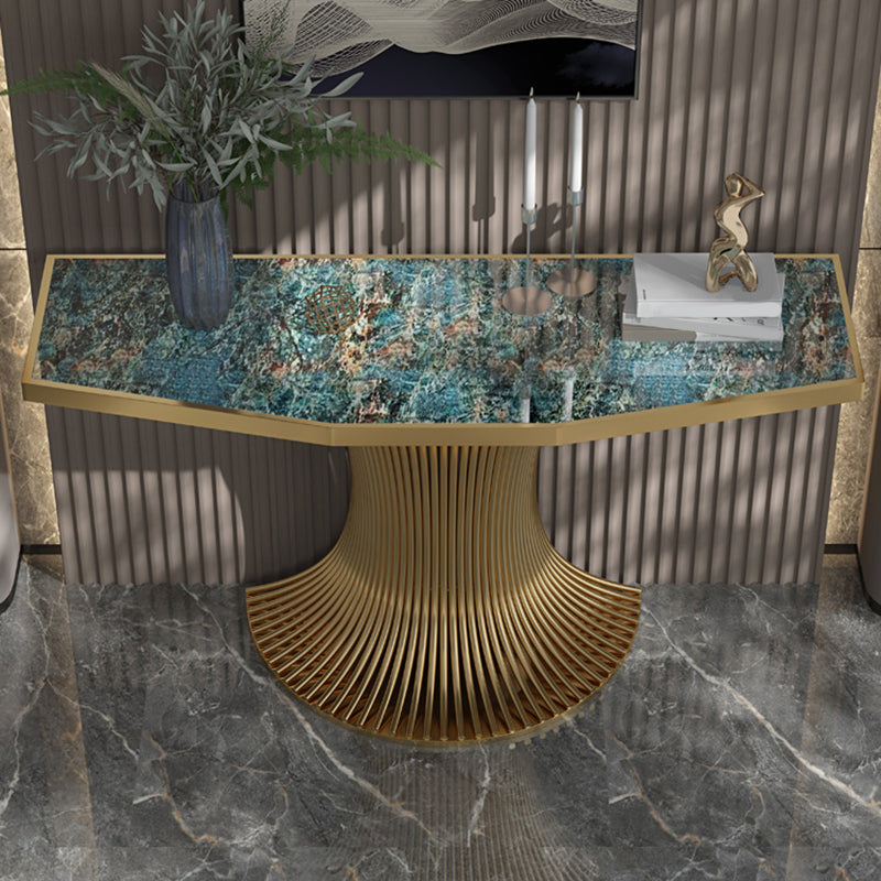 Glam Stone Sofa Console Table with Stainless Steel Bracket for Hall