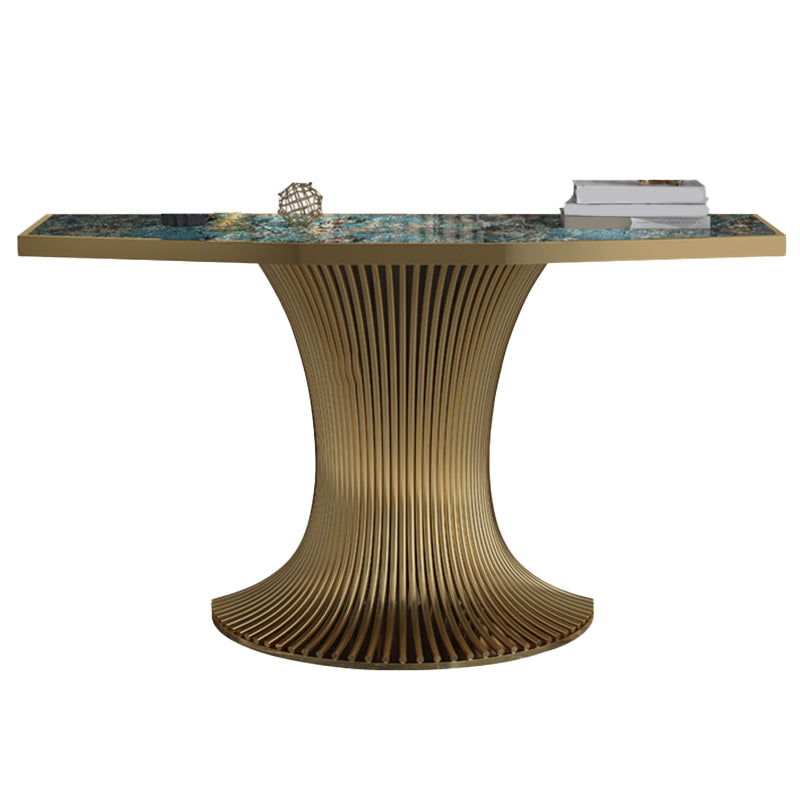 Glam Stone Sofa Console Table with Stainless Steel Bracket for Hall
