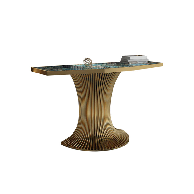 Glam Stone Sofa Console Table with Stainless Steel Bracket for Hall