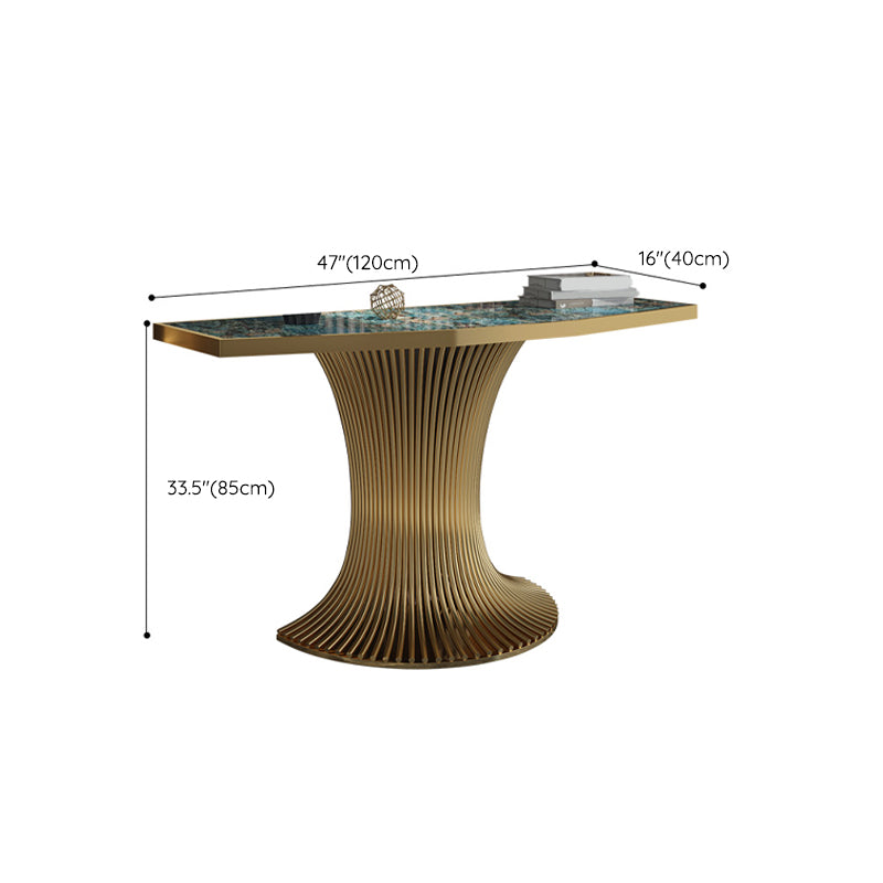 Glam Stone Sofa Console Table with Stainless Steel Bracket for Hall