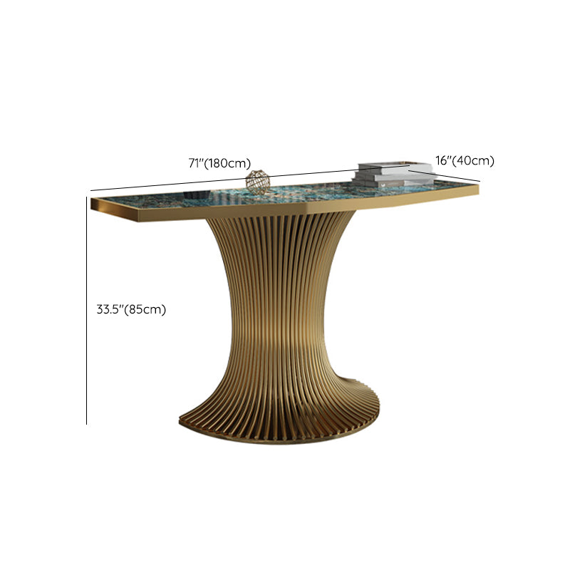 Glam Stone Sofa Console Table with Stainless Steel Bracket for Hall