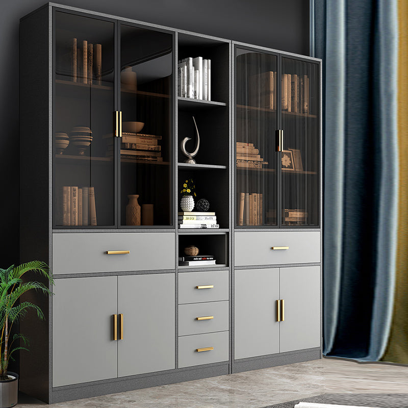 Contemporary Closed Back Bookcase Engineered Wood Vertical Bookshelf with Shelves