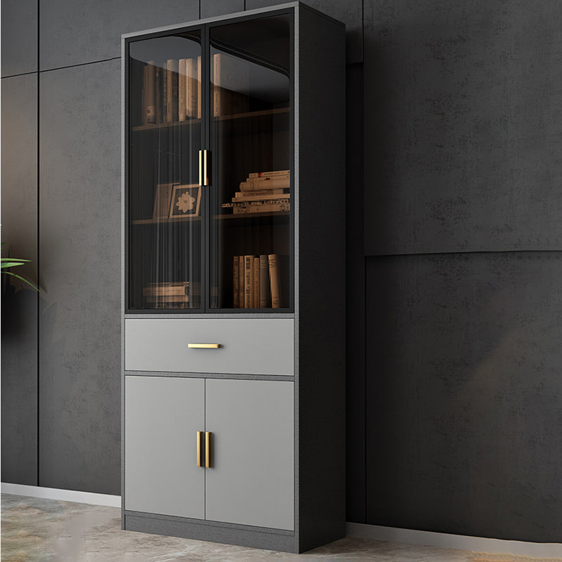 Contemporary Closed Back Bookcase Engineered Wood Vertical Bookshelf with Shelves