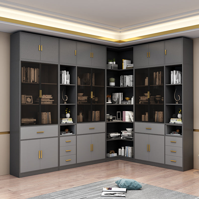 Contemporary Closed Back Bookcase Engineered Wood Vertical Bookshelf with Shelves