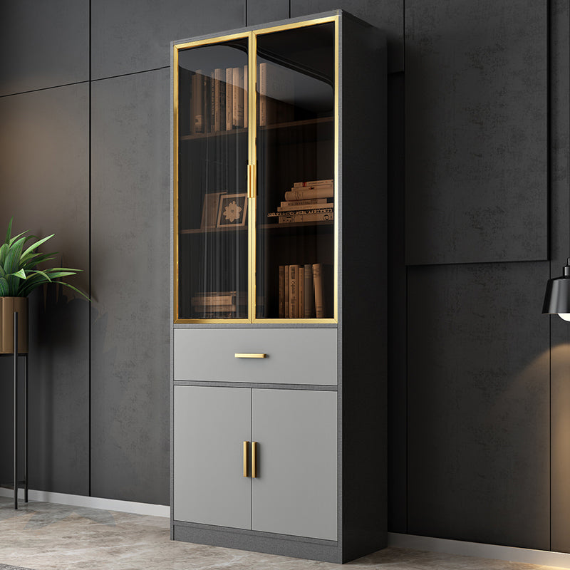 Contemporary Closed Back Bookcase Engineered Wood Vertical Bookshelf with Shelves