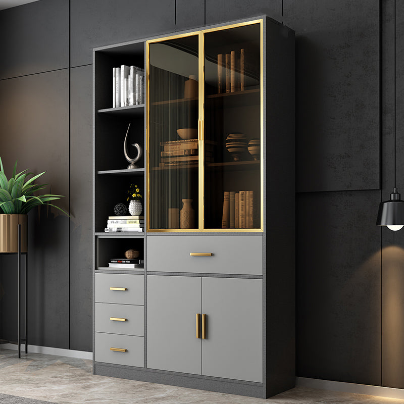 Contemporary Closed Back Bookcase Engineered Wood Vertical Bookshelf with Shelves