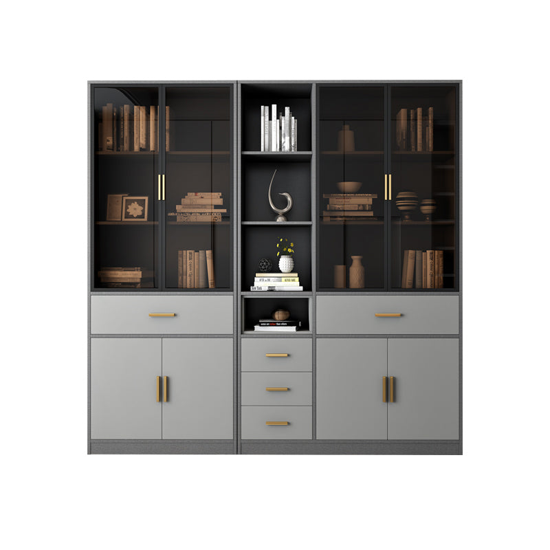 Contemporary Closed Back Bookcase Engineered Wood Vertical Bookshelf with Shelves