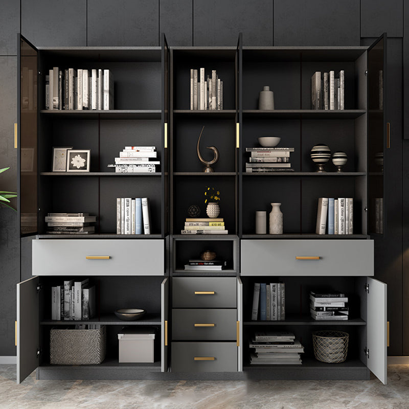 Contemporary Closed Back Bookcase Engineered Wood Vertical Bookshelf with Shelves