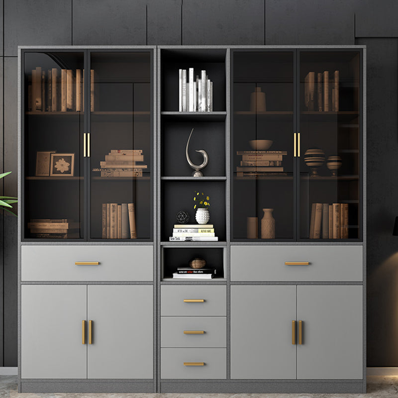 Contemporary Closed Back Bookcase Engineered Wood Vertical Bookshelf with Shelves