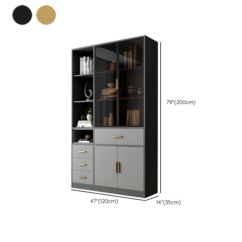 Contemporary Closed Back Bookcase Engineered Wood Vertical Bookshelf with Shelves