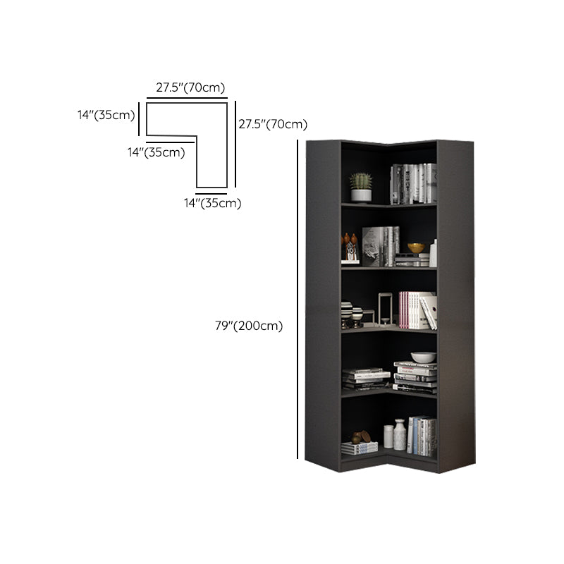 Contemporary Closed Back Bookcase Engineered Wood Vertical Bookshelf with Shelves