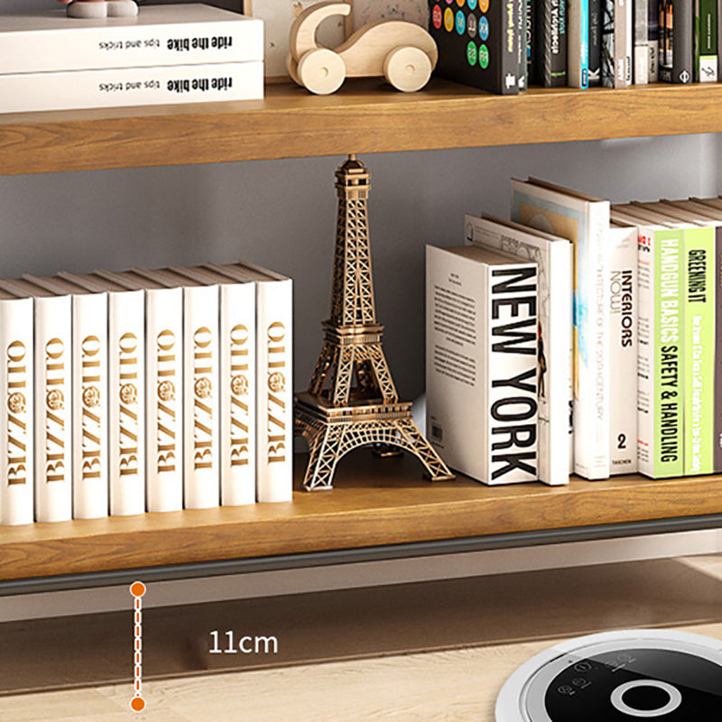 Contemporary Metal Open Back Bookshelf Solid Wood Bookcase for Office