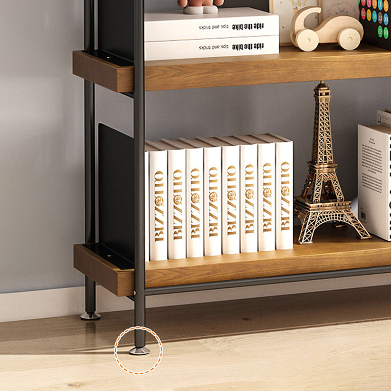 Contemporary Metal Open Back Bookshelf Solid Wood Bookcase for Office