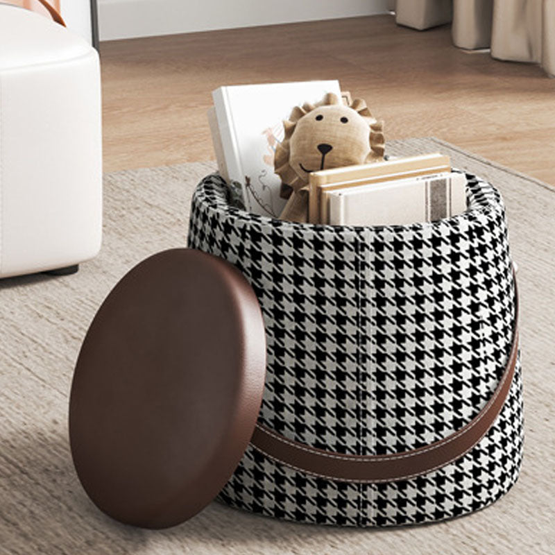 Modern Pouf Ottoman Fabric Upholstered Solid Color Portable Square Ottoman with Storage