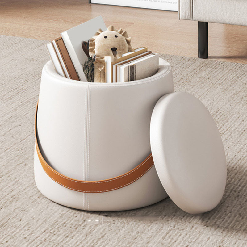 Modern Pouf Ottoman Fabric Upholstered Solid Color Portable Square Ottoman with Storage