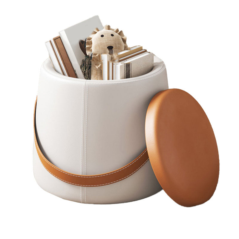 Modern Pouf Ottoman Fabric Upholstered Solid Color Portable Square Ottoman with Storage