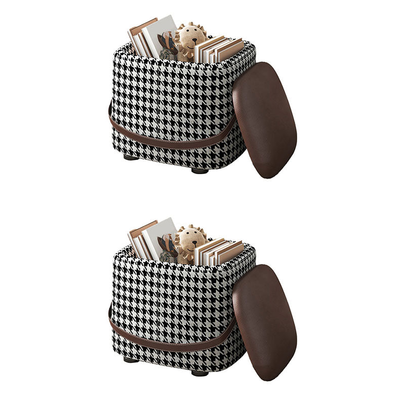 Modern Pouf Ottoman Fabric Upholstered Solid Color Portable Square Ottoman with Storage