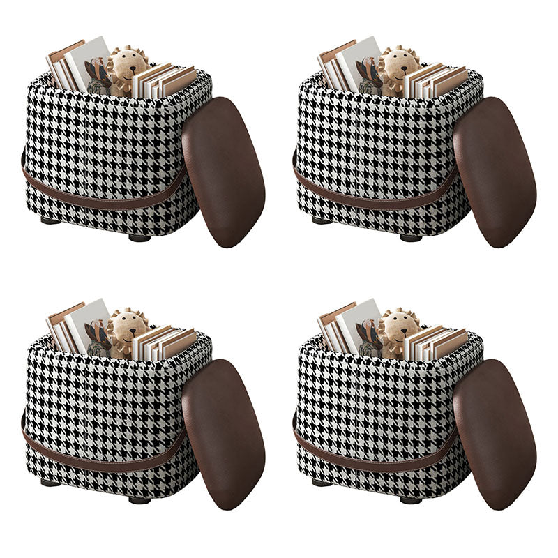 Modern Pouf Ottoman Fabric Upholstered Solid Color Portable Square Ottoman with Storage