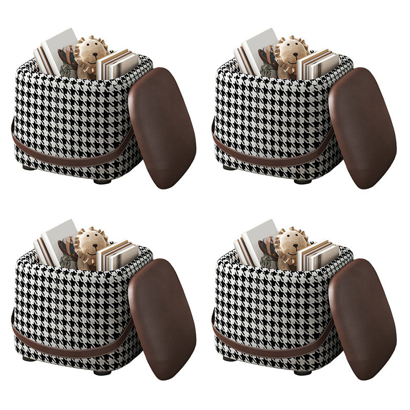 Modern Pouf Ottoman Fabric Upholstered Solid Color Portable Square Ottoman with Storage