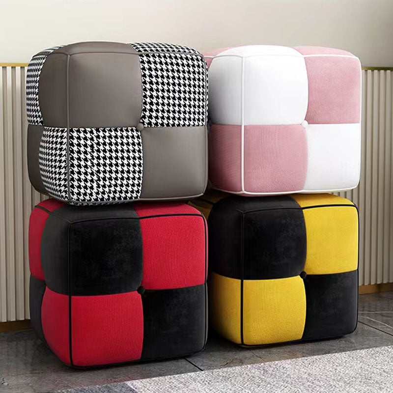 Modern Square Pouf Stain Resistant Colorful Pouf for Living Room