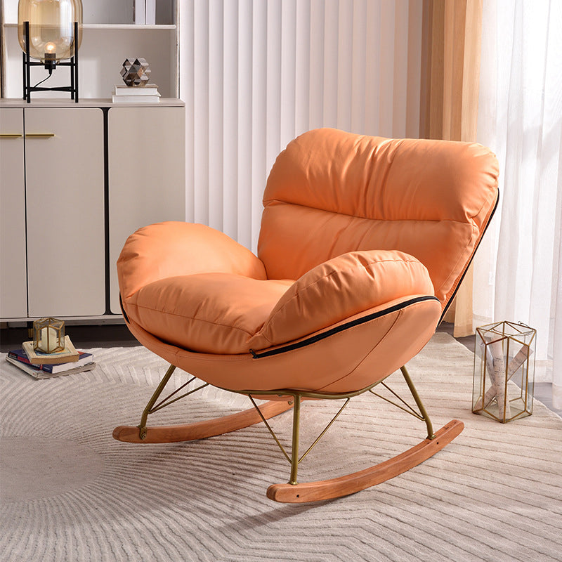 Glam Rocker Chair Upholstered Antique Finish Rocking Chair with Light Legs