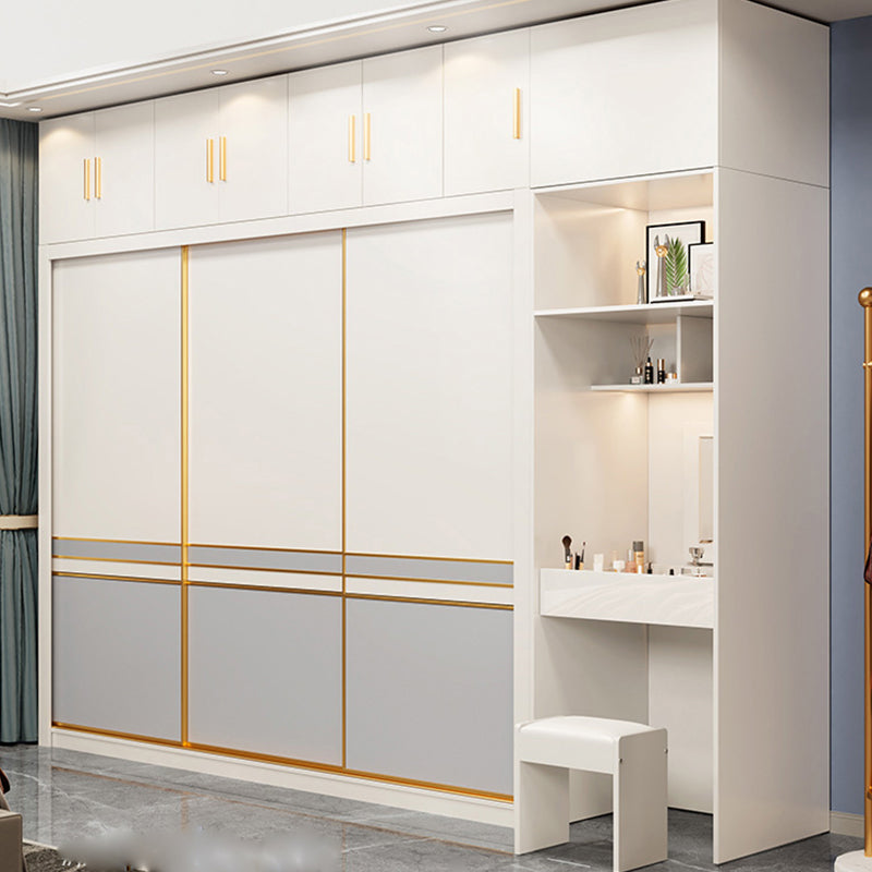 Bedroom Storage Cabinet Coastal Wooden Sliding Doors Wardrobe Armoire