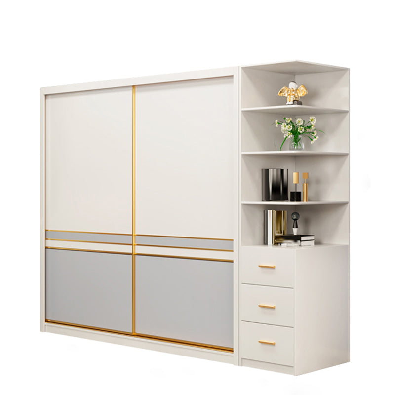 Bedroom Storage Cabinet Coastal Wooden Sliding Doors Wardrobe Armoire