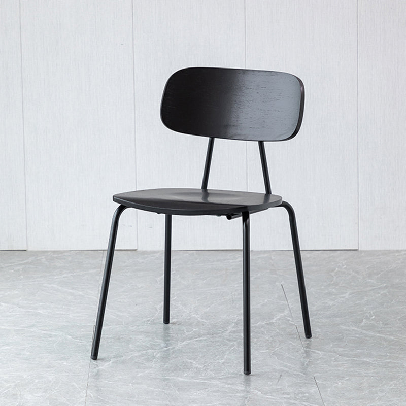 Modern Style Dining Chair Wooden Open Back Side Chair with Metal Base