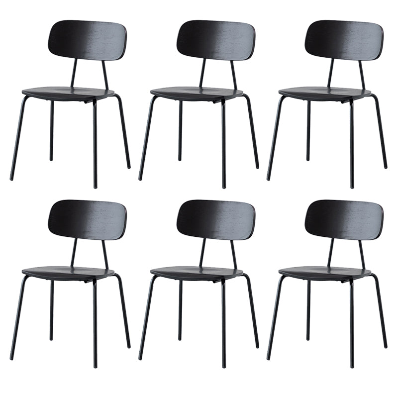 Modern Style Dining Chair Wooden Open Back Side Chair with Metal Base